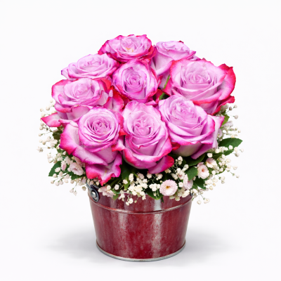 Romantic Round Arrangement with Pink Roses