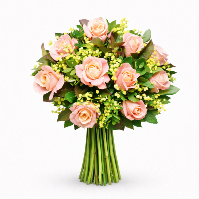 Miss Piggy Roses with Autumn Foliage Bouquet