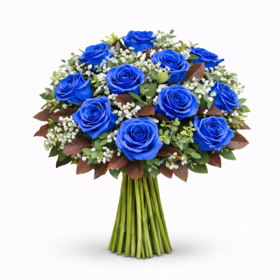 Μπουκέτο με Μπλε Τριαντάφυλλα – Blue Elegance