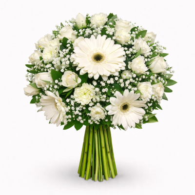 Bouquet with White Gerberas & Roses
