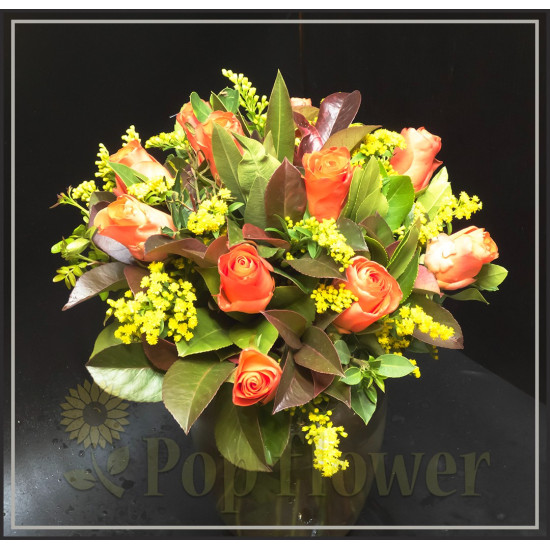 Μπουκέτο πορτοκαλί τριαντάφυλλα